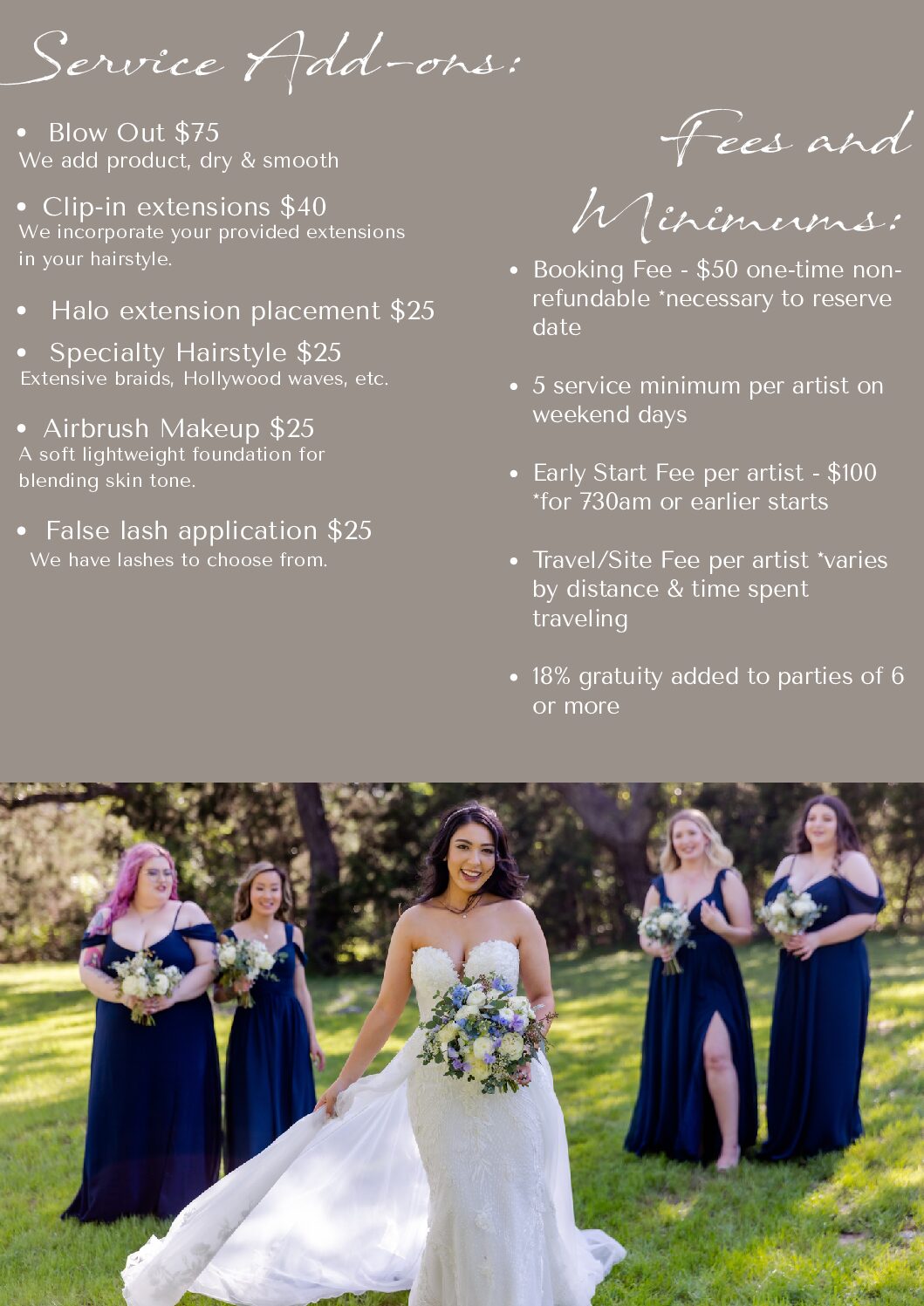 Service Add-ons & Fees